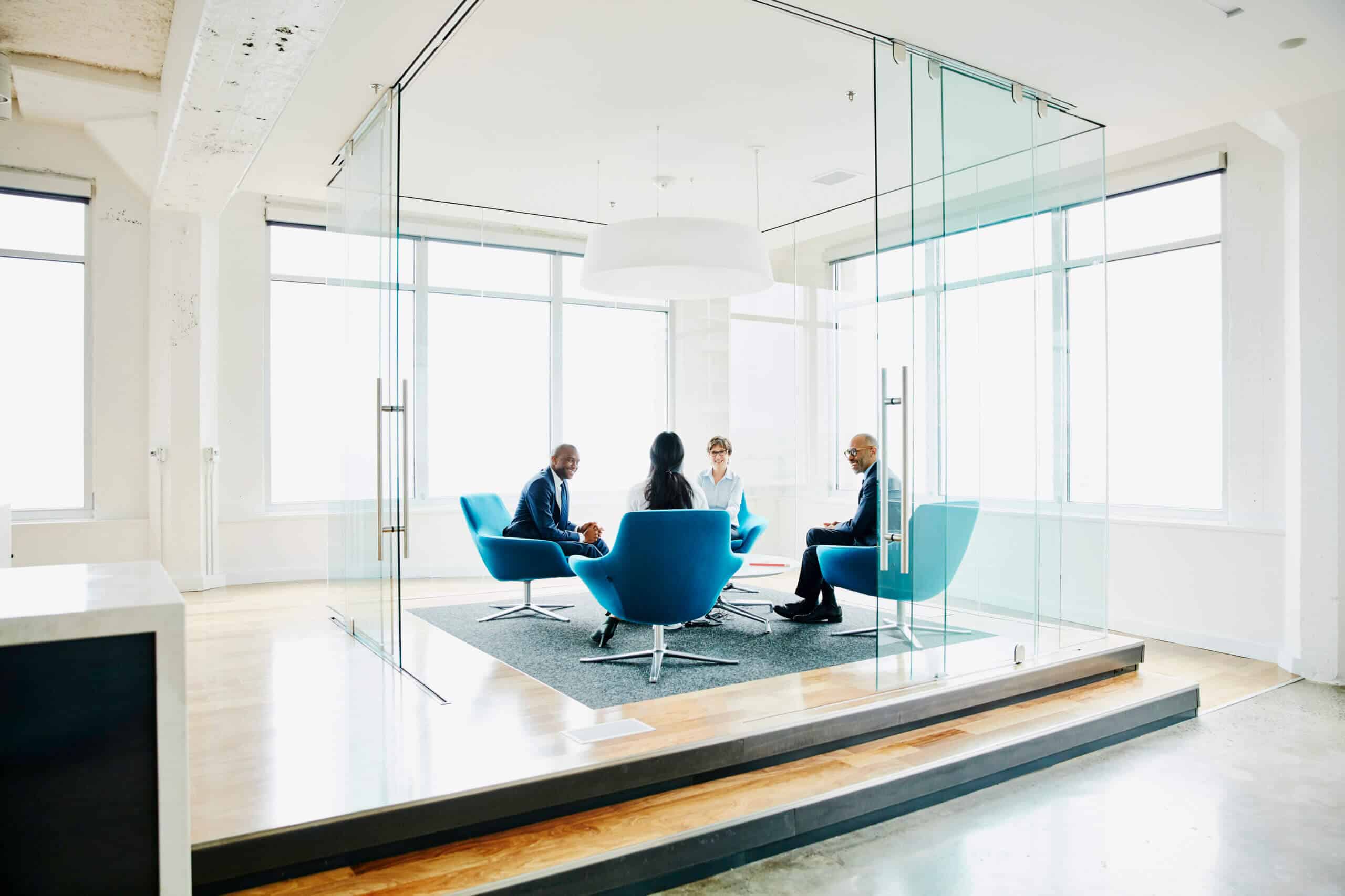 Businesspeople discussing project in office (2)