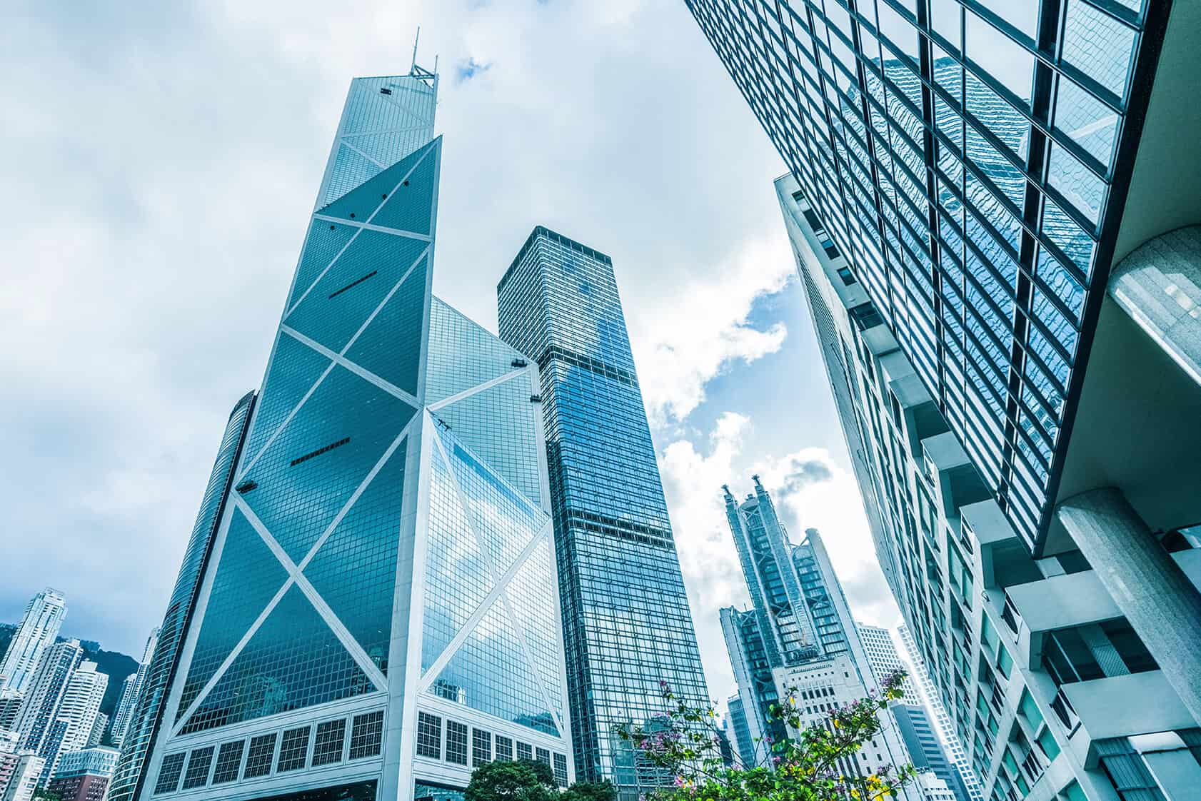 modern skyscrapers against sky in central Hong Kong