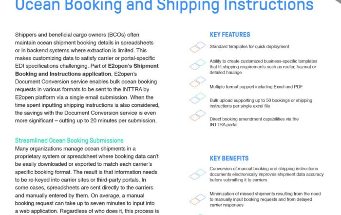 Document Conversion Service for Ocean Booking and Shipping Instructions