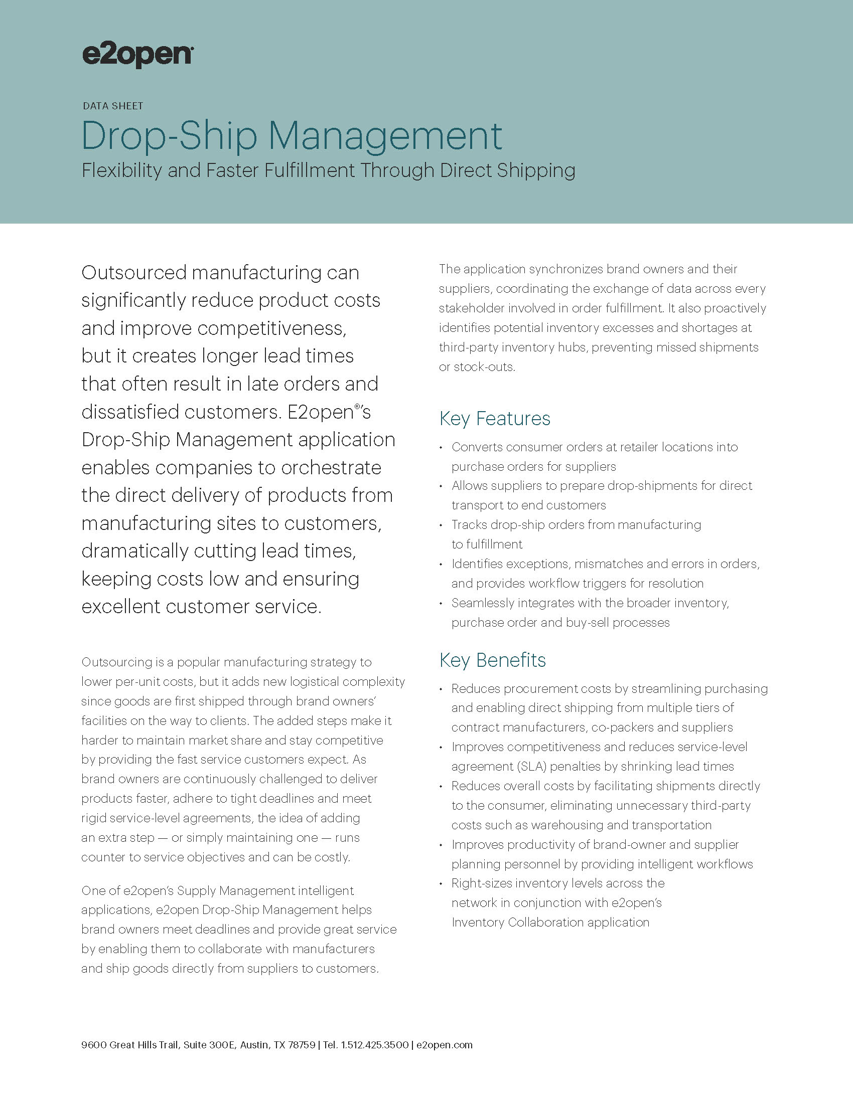 E2open Drop-Ship Management Data Sheet