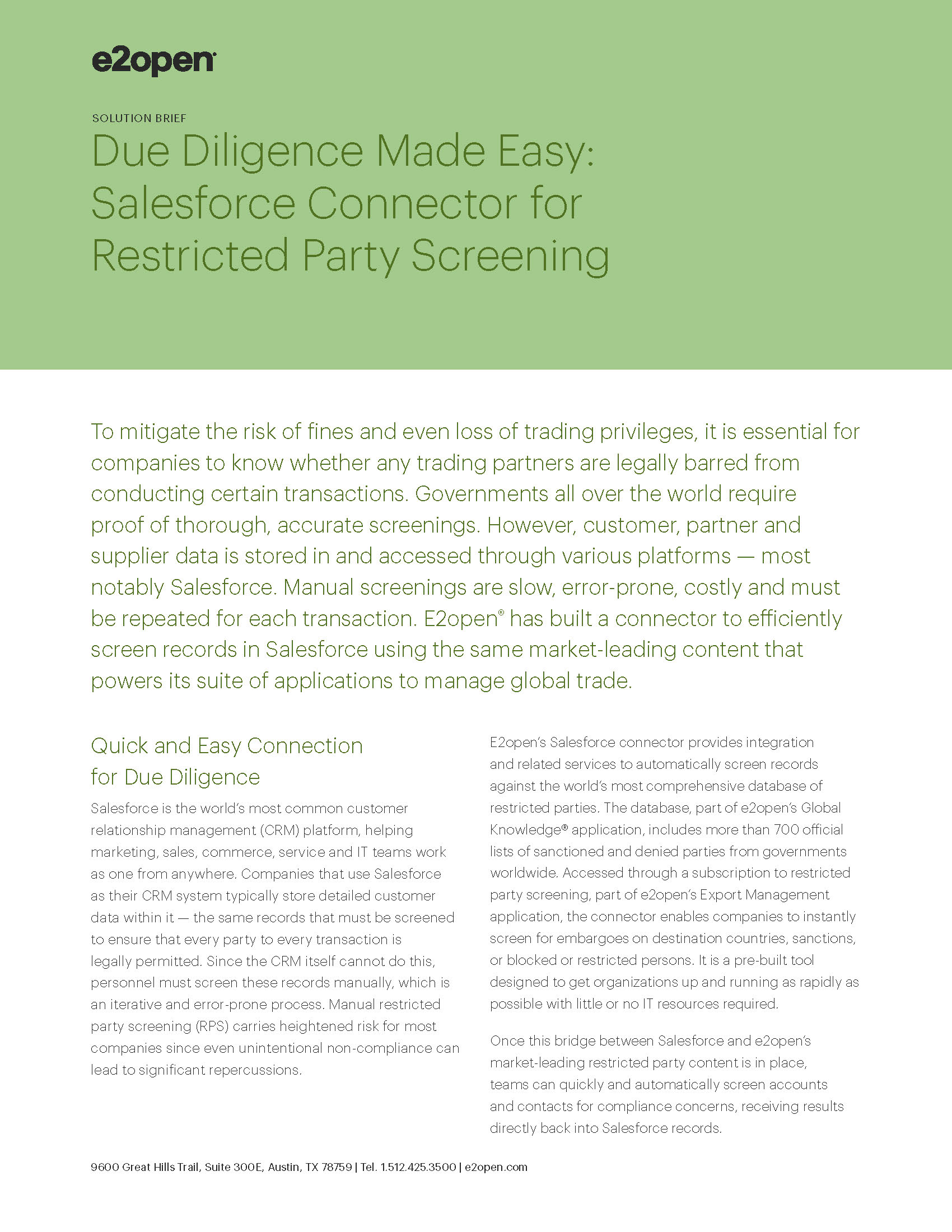Due Diligence Made Easy: Salesforce Connector for Restricted Party Screening