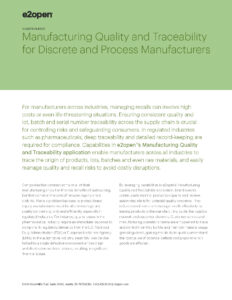 Manufacturing Quality and Traceability for Discrete and Process Manufacturers