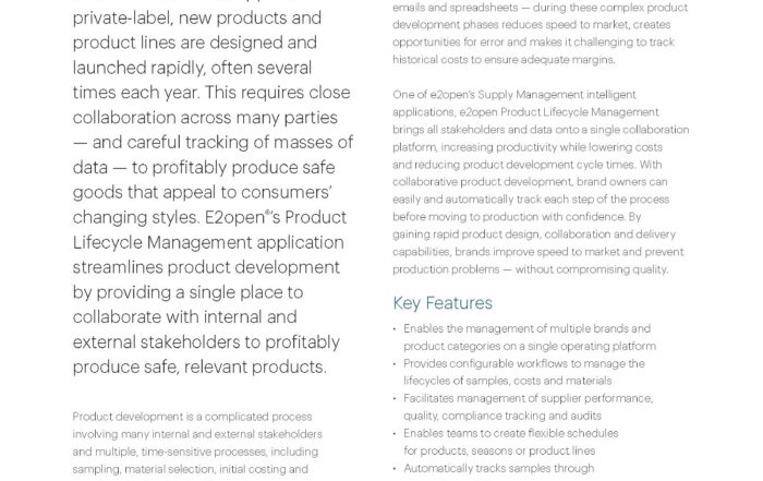 E2open Product Lifecycle Management