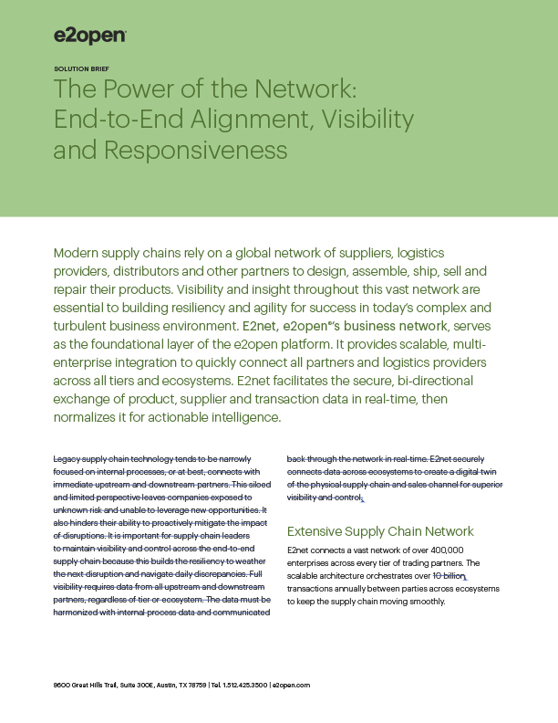 The Power of the Network: End-to-End Alignment, Visibility and Responsiveness