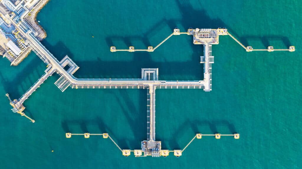 Aerial View Of Oil And Gas Industry By Sea Supplier Inventory Collaboration