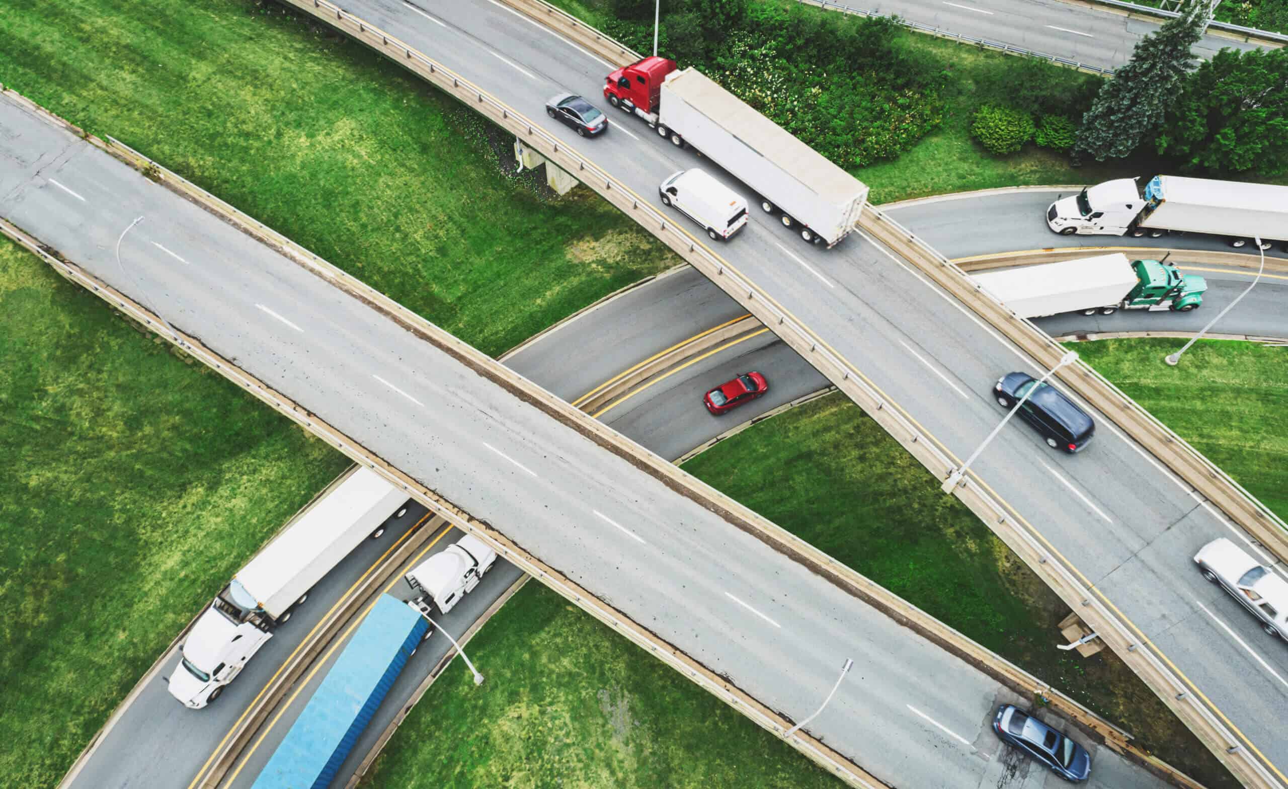 Aerial View of Semi Trucks