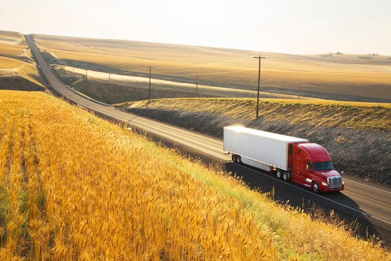 Truck driving on remote road