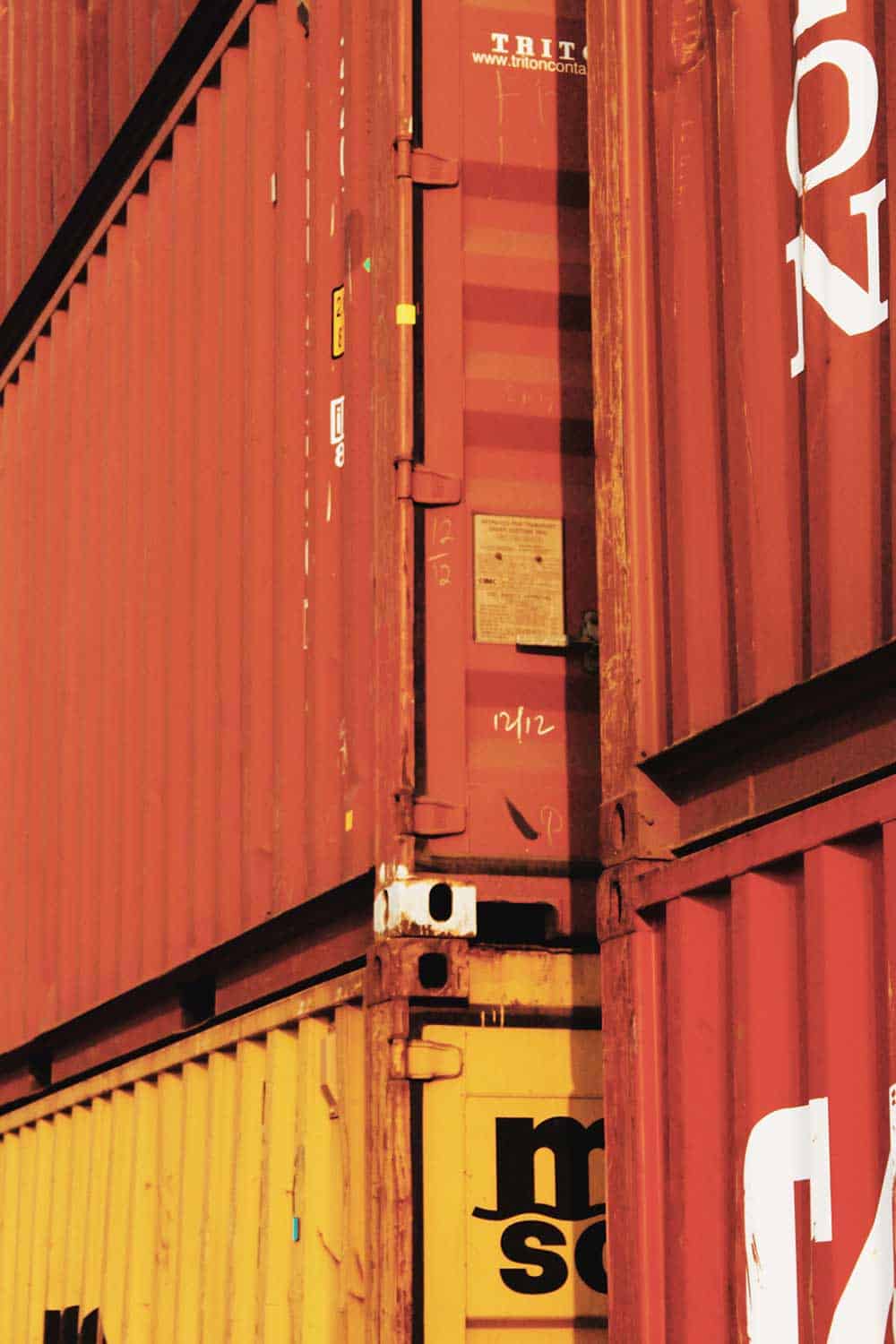 Close-up image of containers