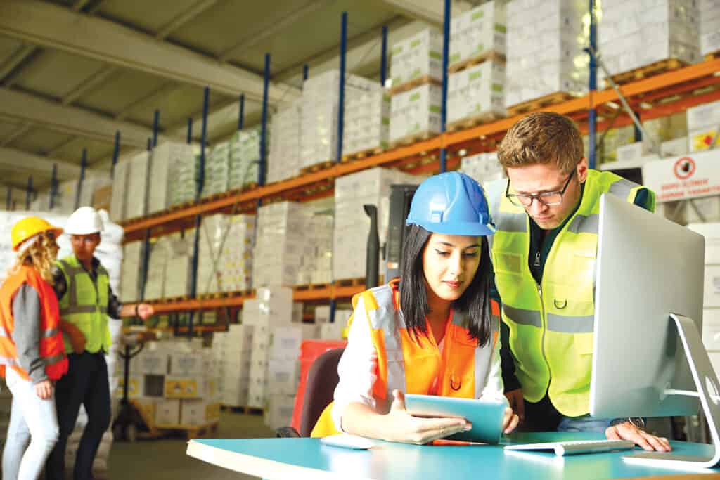 Working together in a warehouse