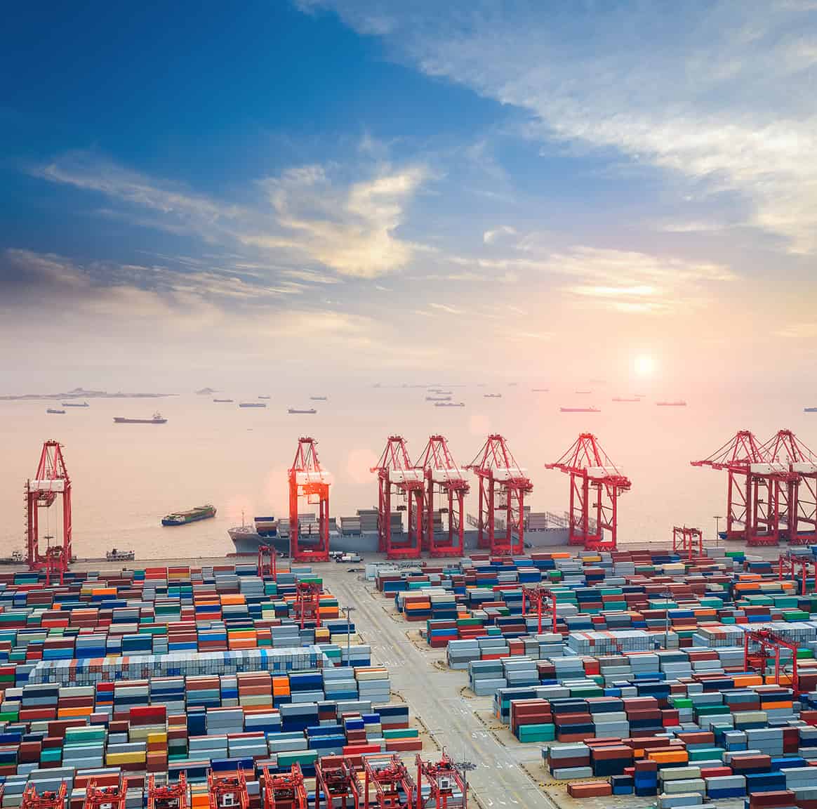 Modern,container,terminal,at,dusk,,the,busy,logistics,background